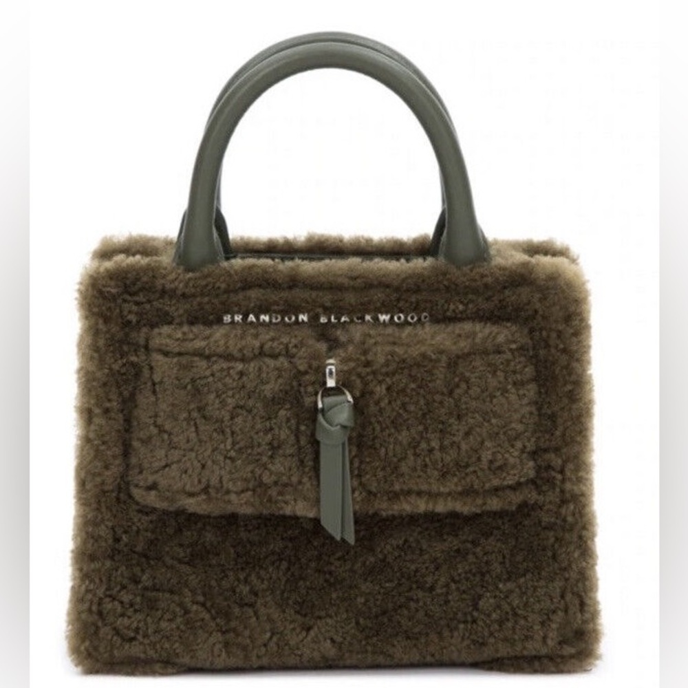 Brandon Blackwood Olive Green Shearling Mini Bag